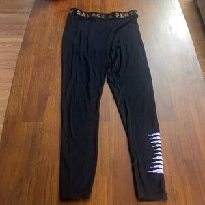 Savage X Fenty ladies black leggings. Medium. Lavender X logo.